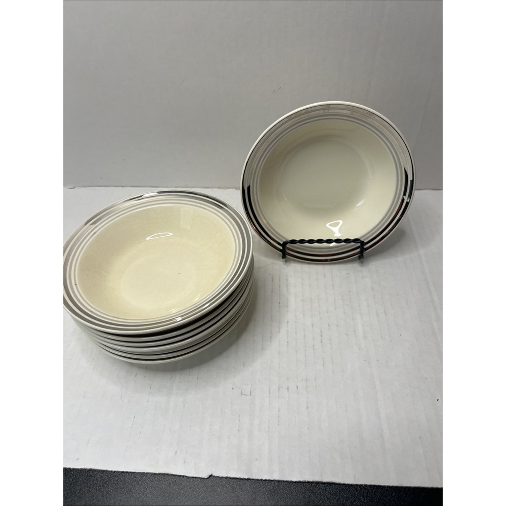 Vintage Taylor Smith Taylor Platinum Rings 6"   Berry Dessert Bowls Set Of 8